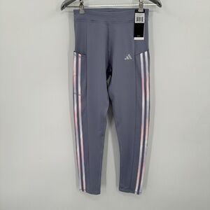 Adidas Girl's Side Stripe Leggings sz L Youth 14 Light Purple AK4862 24" Inseam